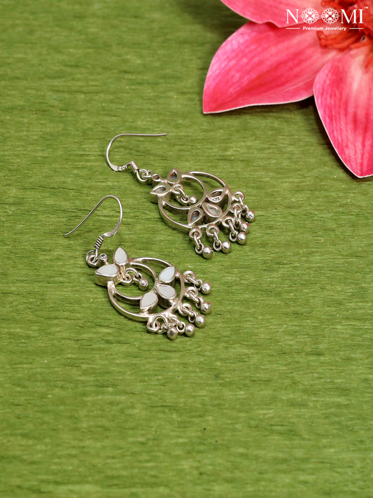 925 Silver Chand Bali with mother of pearl. Designer Earrings