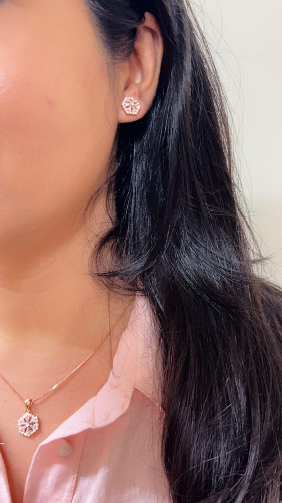 Silver Hexa Pendant Set