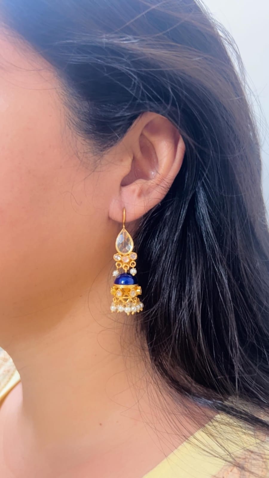 925 Silver. Gold Plated. NOOMI Meenakari Designer Earrings.