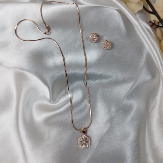 Silver Hexa Pendant Set