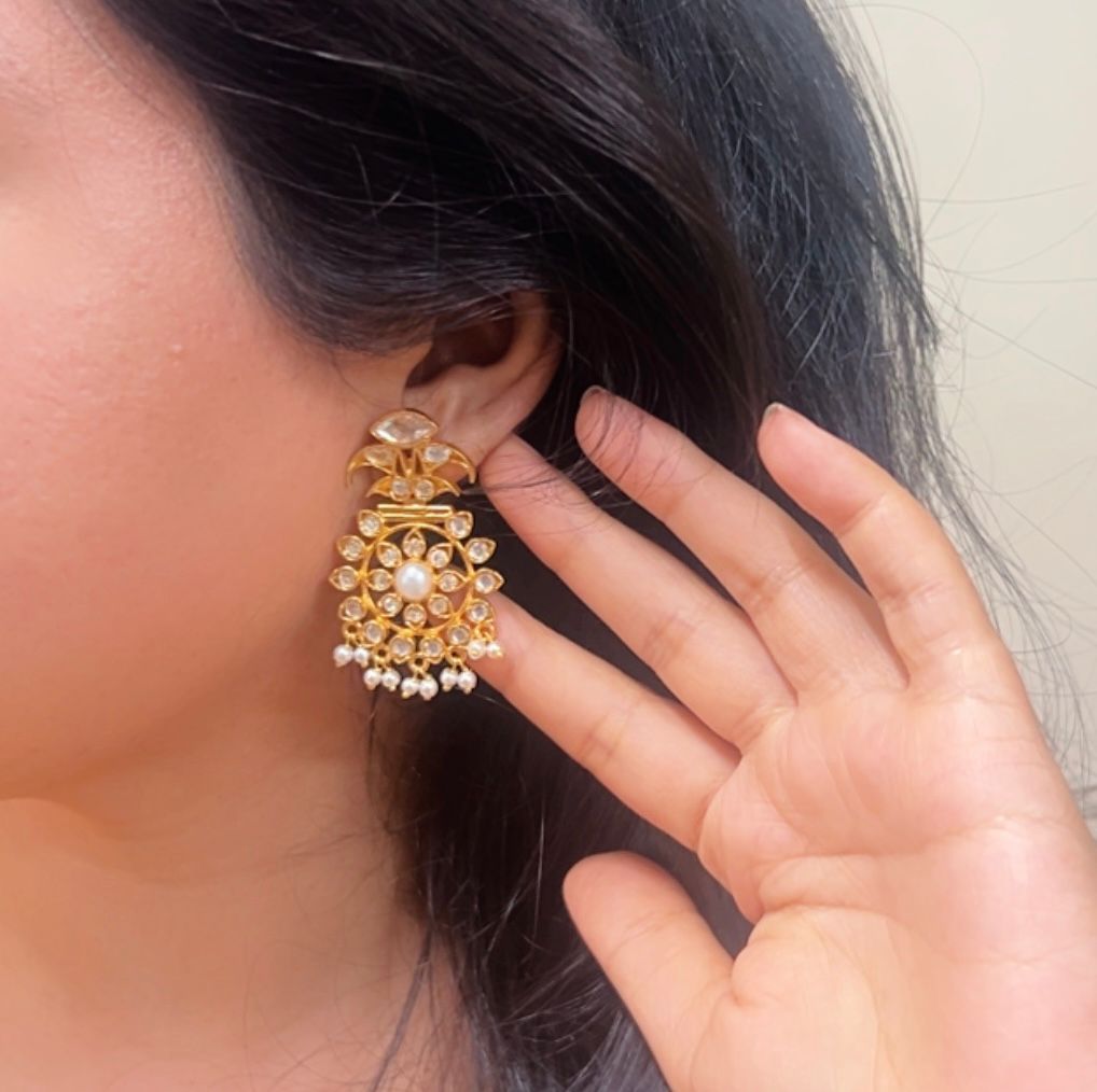 925 Silver. Gold Plated. NOOMI Designer Earrings. Pearl drops