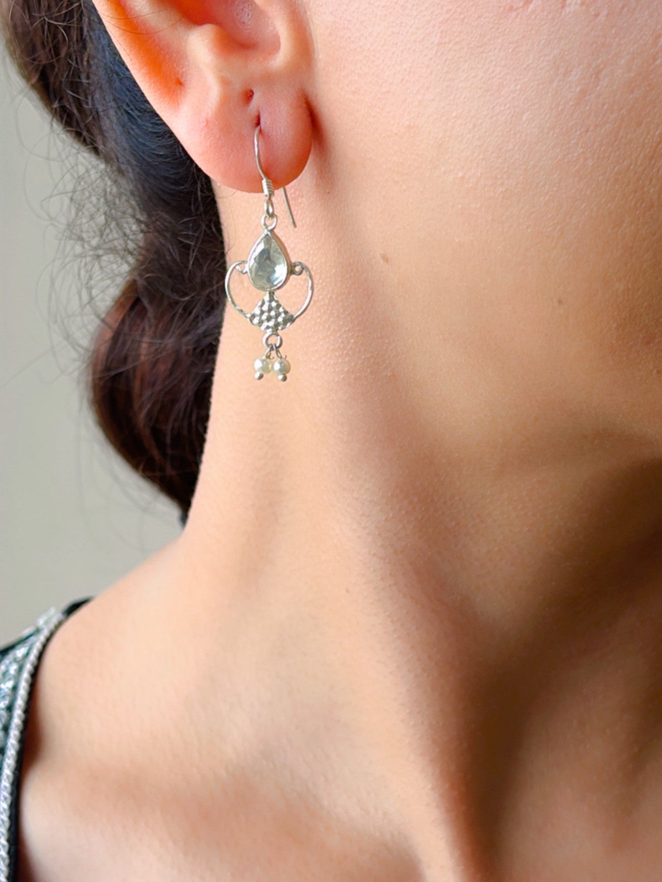 Premium Designer 925 Silver Earring with Zircon and Pearl