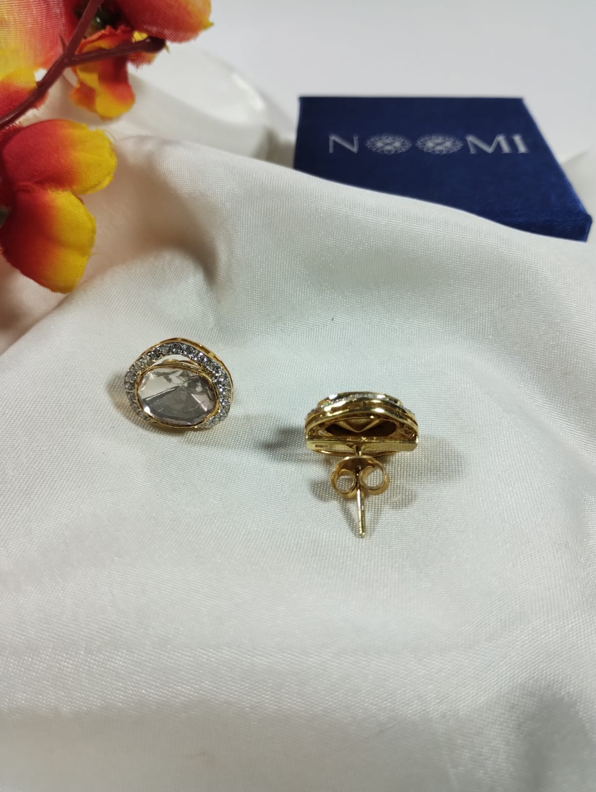 Oval Moissanite Polki 925 Silver Studs