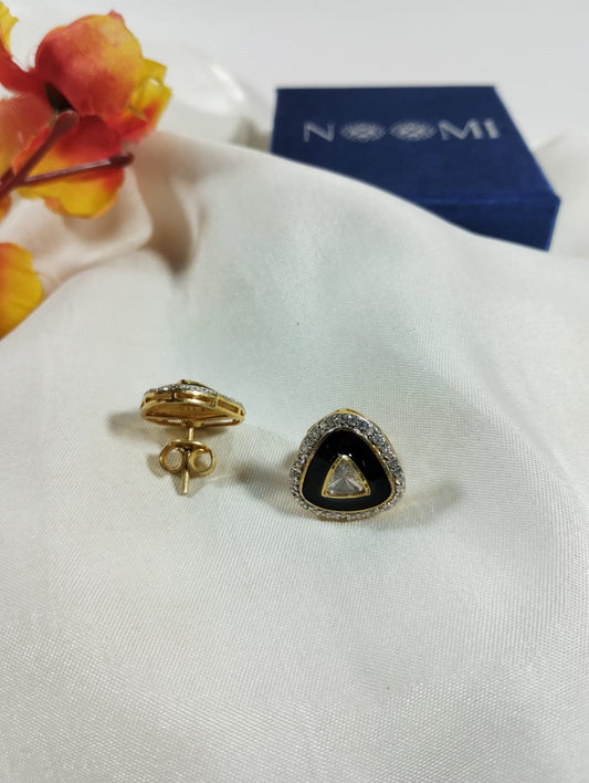 Moissanite Polki Studs 925 Silver. Gold Plated