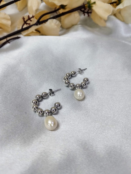 Pearl Drop Hoops
