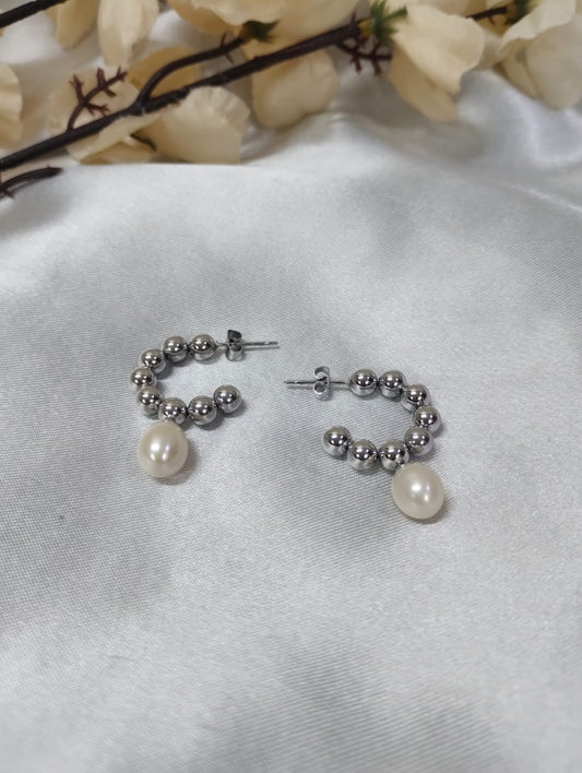 Pearl Drop Hoops