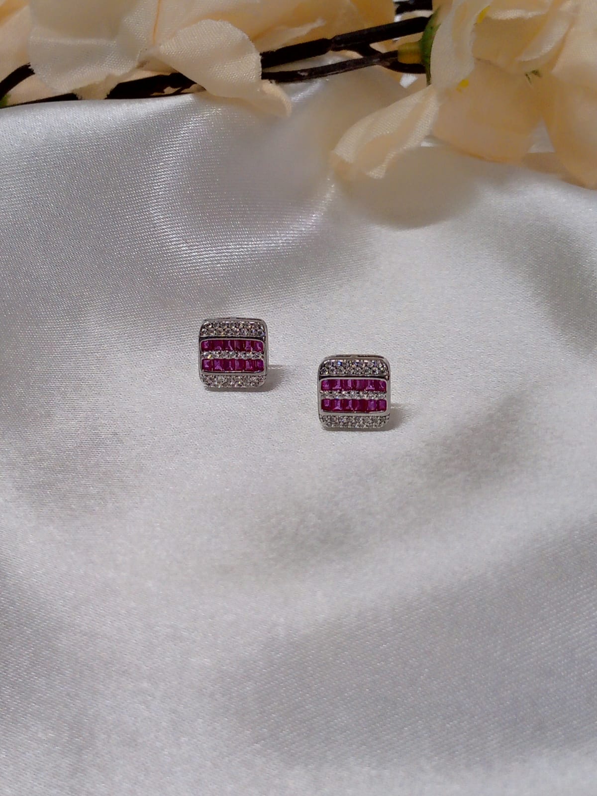 Classic Square Studs (Pink)