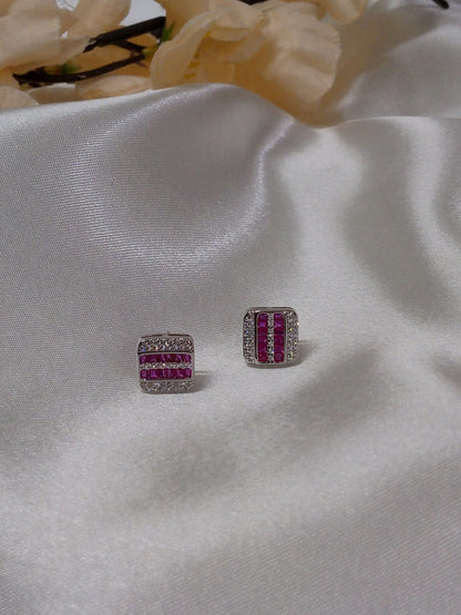 Classic Square Studs (Pink)