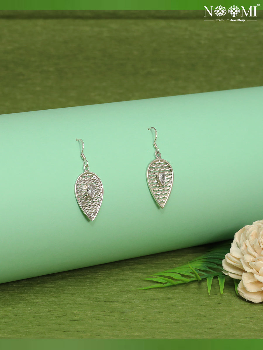 925 Silver Leaf Shaped Earrings. Designer Earrings 