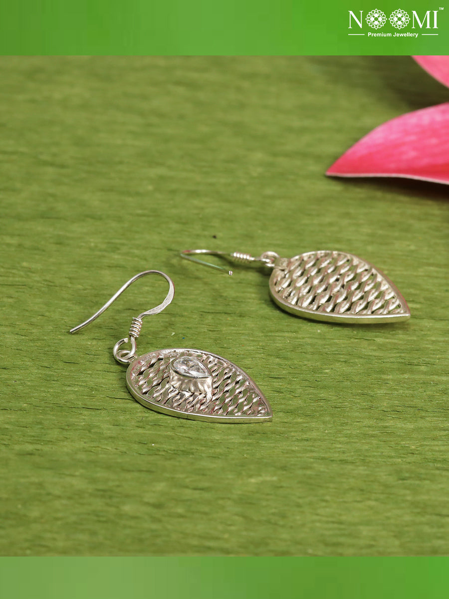 925 Silver Leaf Shaped Earrings. Designer Earrings 
