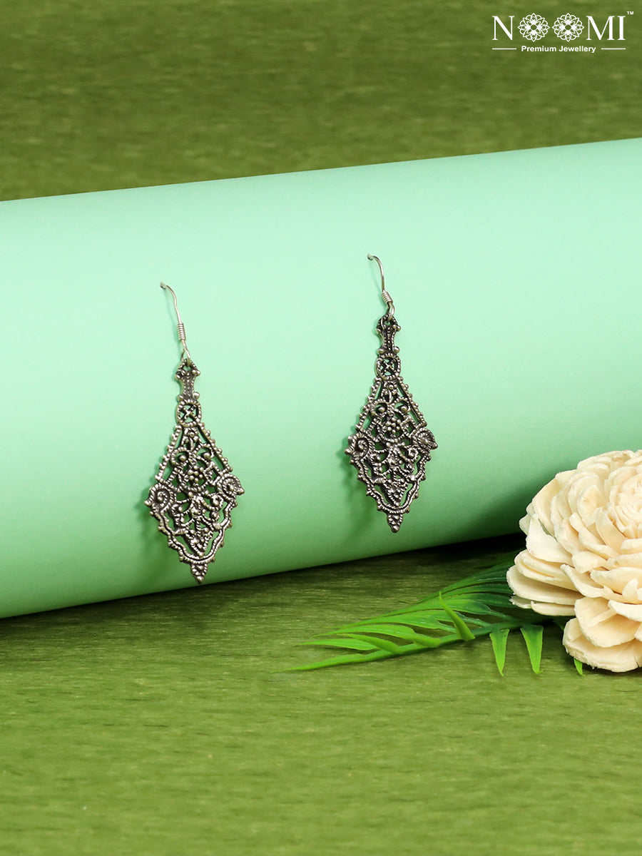 925 Silver Oxidized finish drop Earrings 