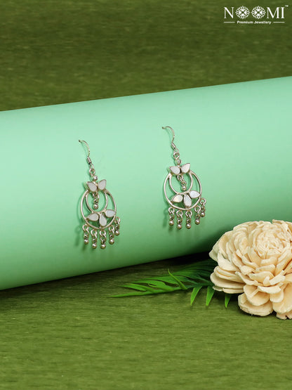925 Silver Chand Bali with mother of pearl. Designer Earrings 
