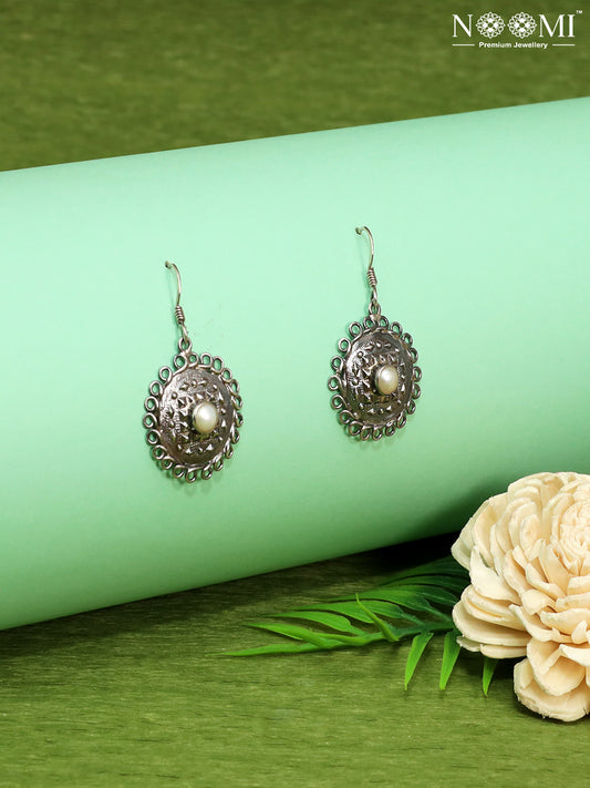 925 Silver oxidised finish drop earrings. Designer Earrings.