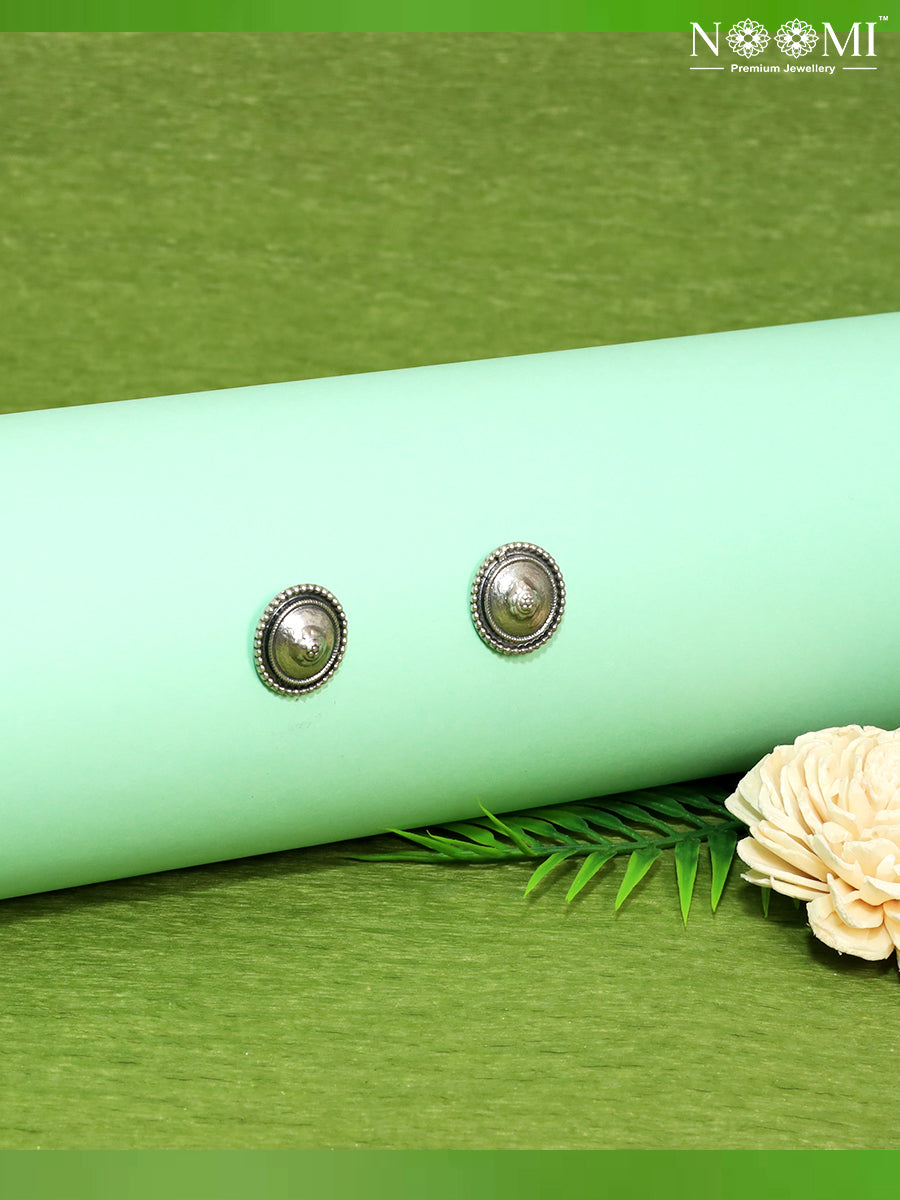 925 Silver Stud Earrings in oxidized finish. Designer Earrings.