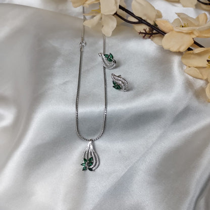 Jade Silver Pendant Set