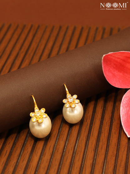 925 Silver with gold plating with Pearl Drop Earrings 