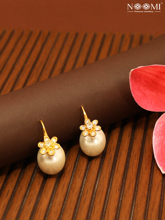 925 Silver with gold plating with Pearl Drop Earrings 