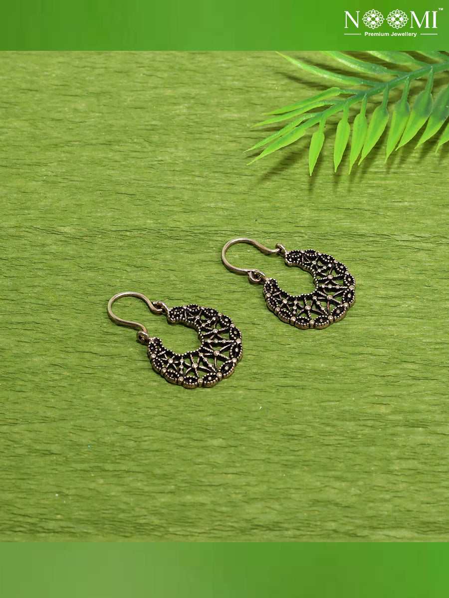 925 Silver Hoops in Oxidised finish. Designer Earrings