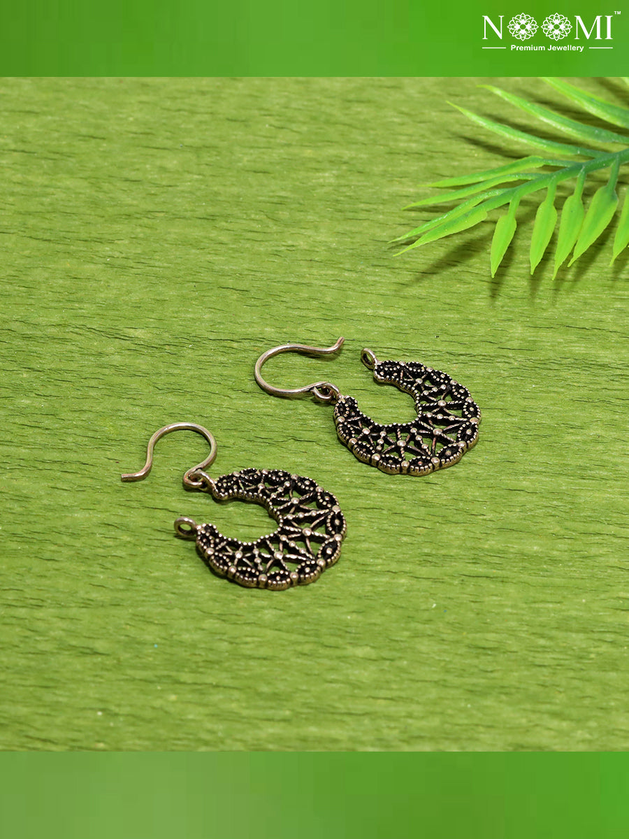 925 Silver Hoops in Oxidised finish. Designer Earrings