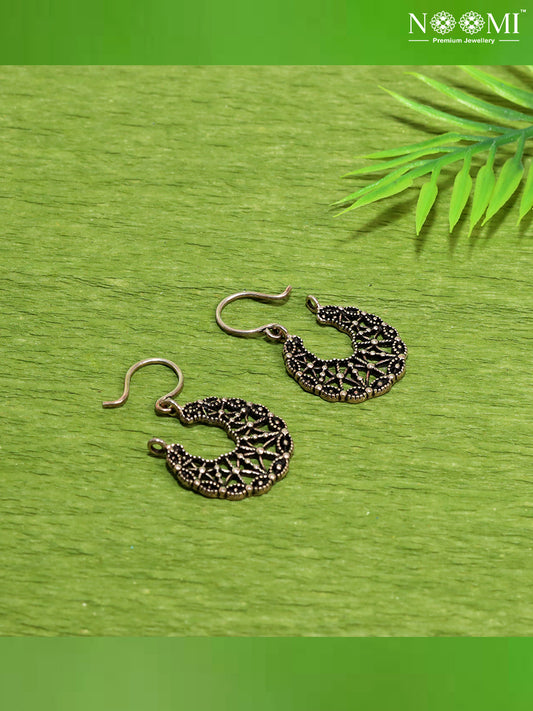 925 Silver Hoops in Oxidised finish. Designer Earrings