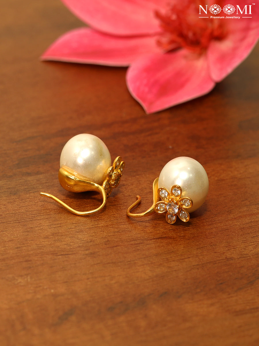 925 Silver with gold plating with Pearl Drop Earrings 