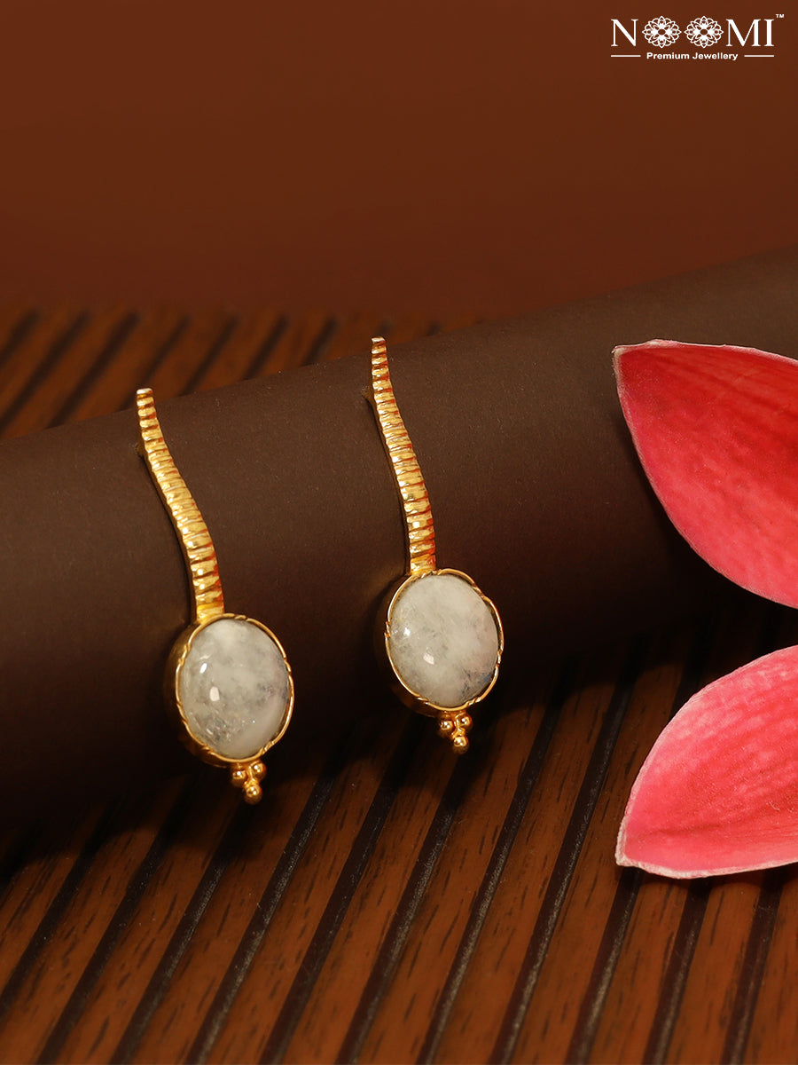 925 Silver with Gold Plated studded with moonstone earrings