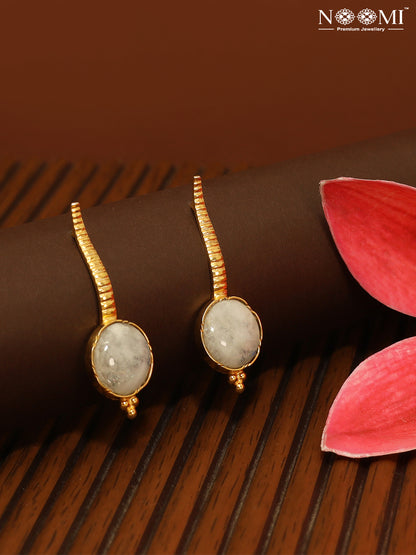 925 Silver with Gold Plated studded with moonstone earrings