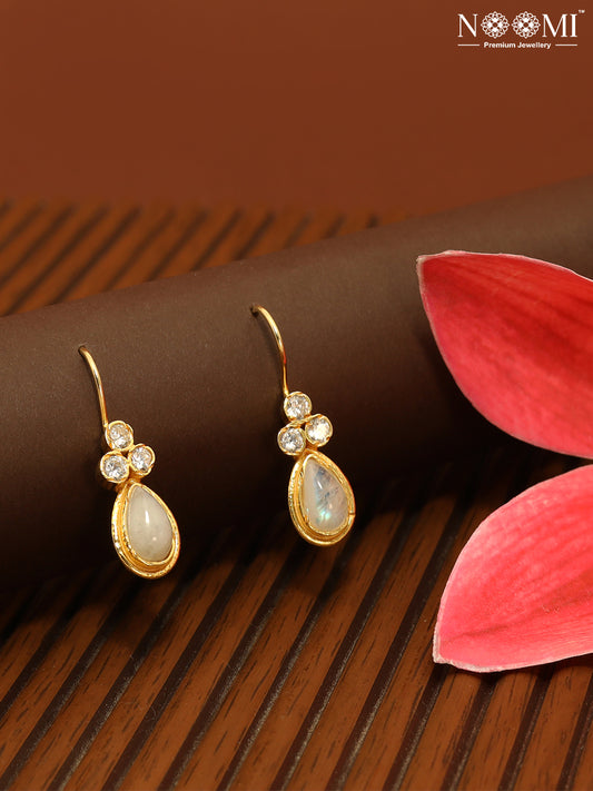 925 Silver with Gold Plated studded with moonstone earrings
