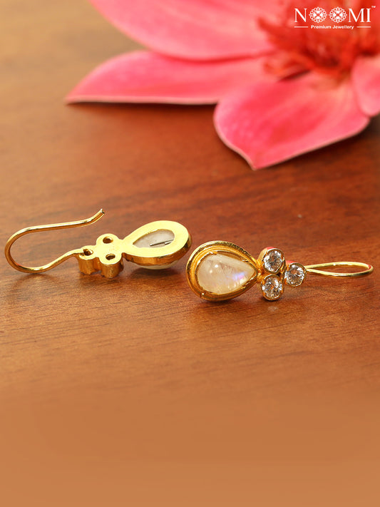 925 Silver with Gold Plated studded with moonstone earrings