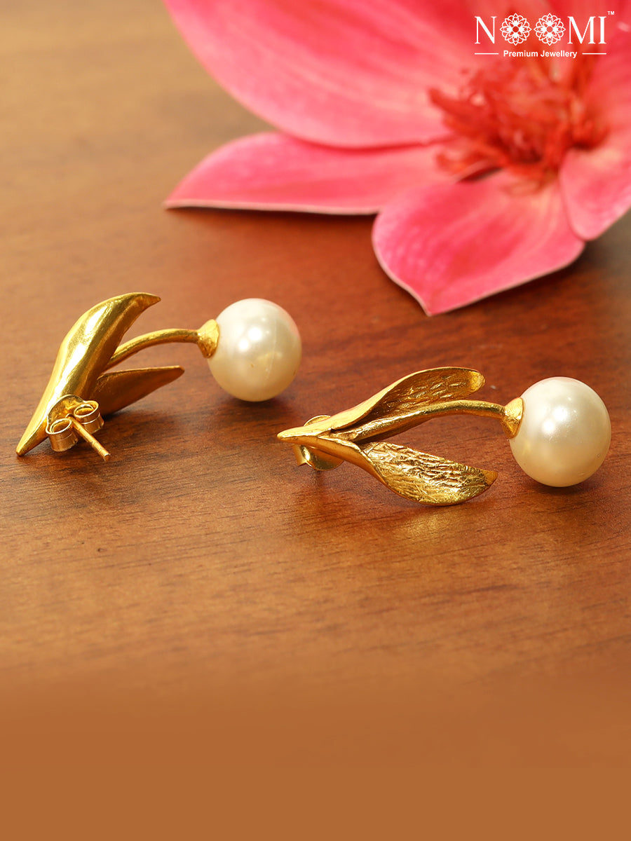 925 Silver with gold plating with Pearl Drop Earrings 
