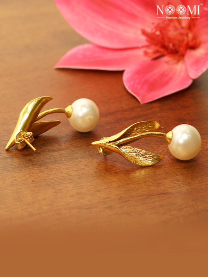 925 Silver with gold plating with Pearl Drop Earrings 