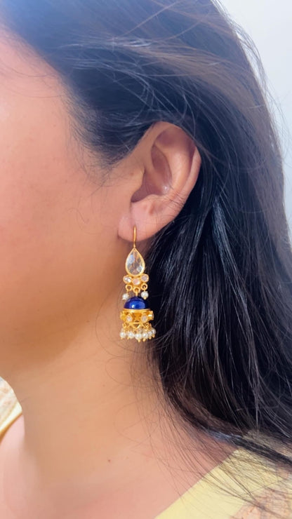 925 Silver. Gold Plated. NOOMI Meenakari Designer Earrings.  