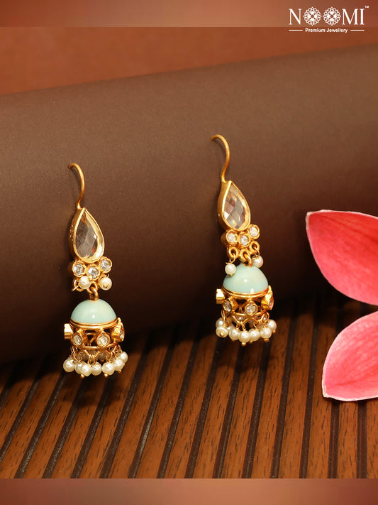 925 Silver. Gold Plated. NOOMI Meenakari Designer Earrings.  