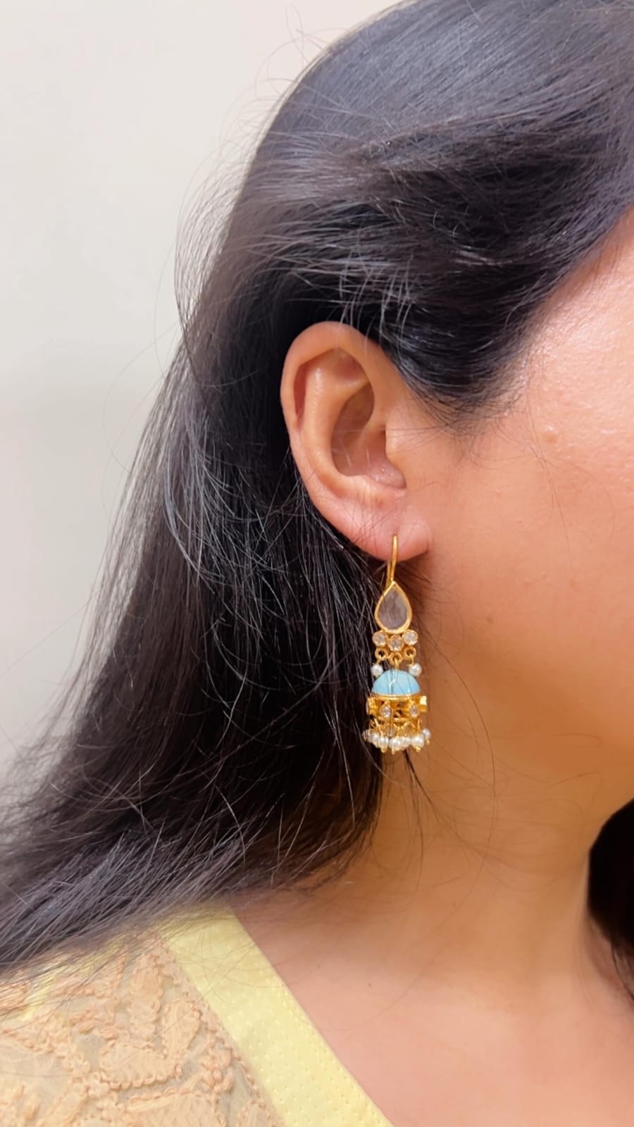 925 Silver. Gold Plated. NOOMI Meenakari Designer Earrings.  
