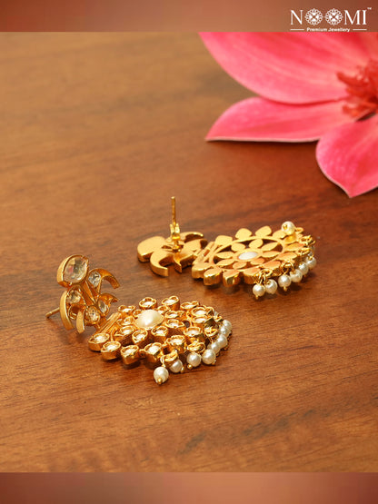 925 Silver. Gold Plated. NOOMI Designer Earrings. Pearl drops