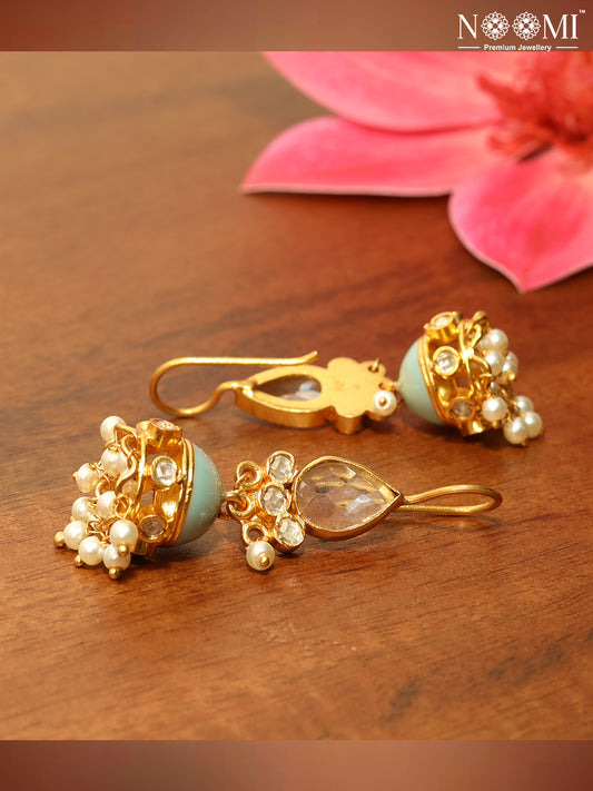 925 Silver. Gold Plated. NOOMI Meenakari Designer Earrings.  