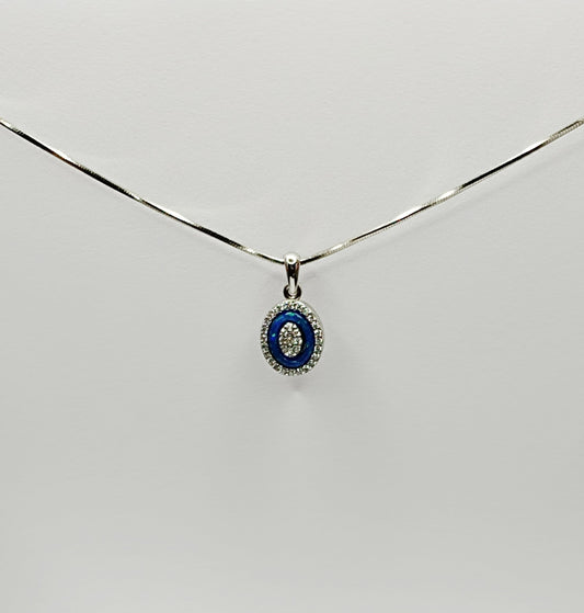 Blue Velvet Pendant with Chain