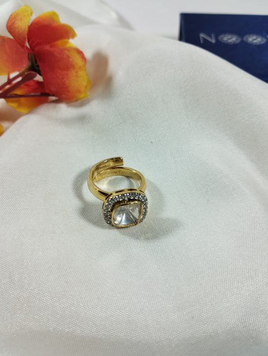 Moissanite Polki Ring 925 silver