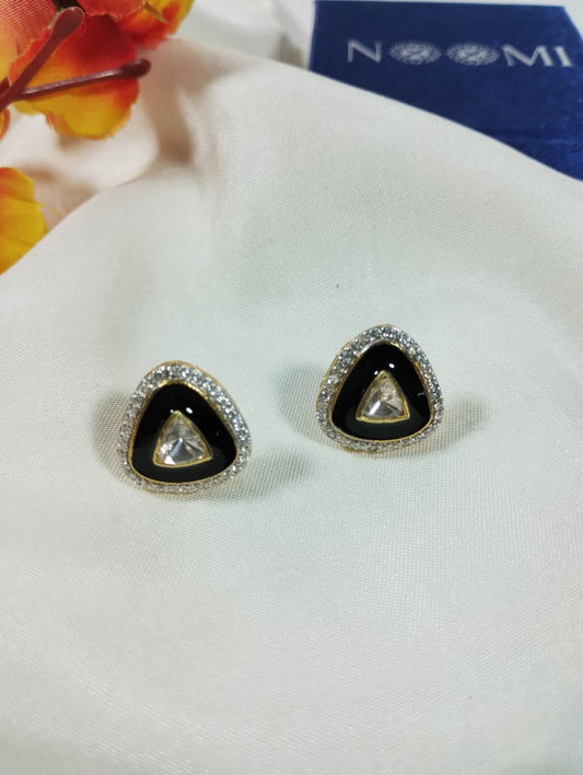 Moissanite Polki Studs 925 Silver. Gold Plated