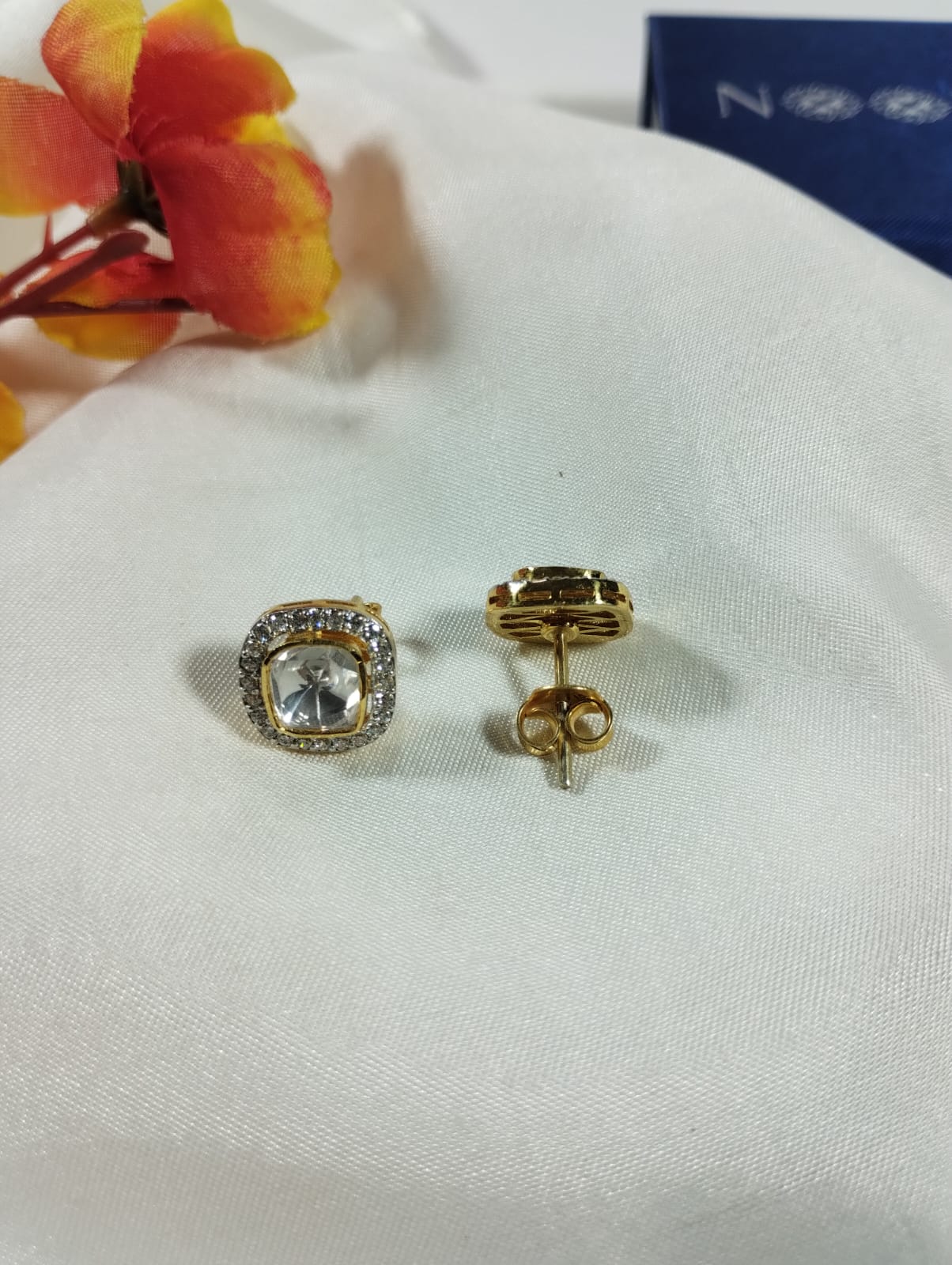 Moissanite Polki 925 Silver Studs