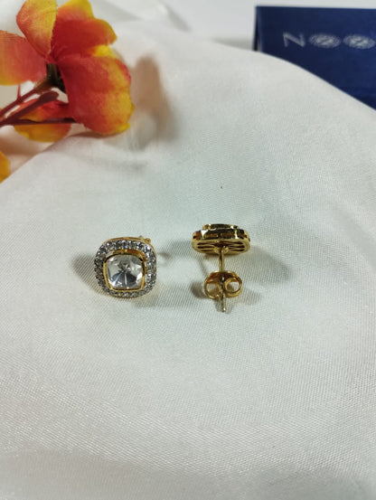 Moissanite Polki 925 Silver Studs