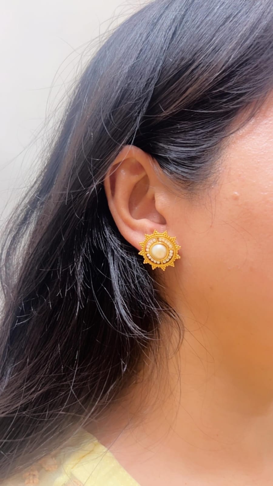 925 Silver. Gold Plated. NOOMI Designer Pearl Earrings
